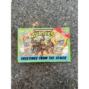 Vtg Teenage Mutant Ninja Turtles Greetings From the Sewer 24 Postcard Book 1990